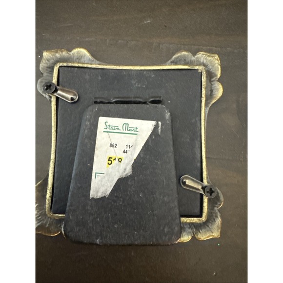 Blue Green Enamel & Clear Rhinestone Square Picture Frame 2 1/2" x 2 1/2" - Picture 6 of 8